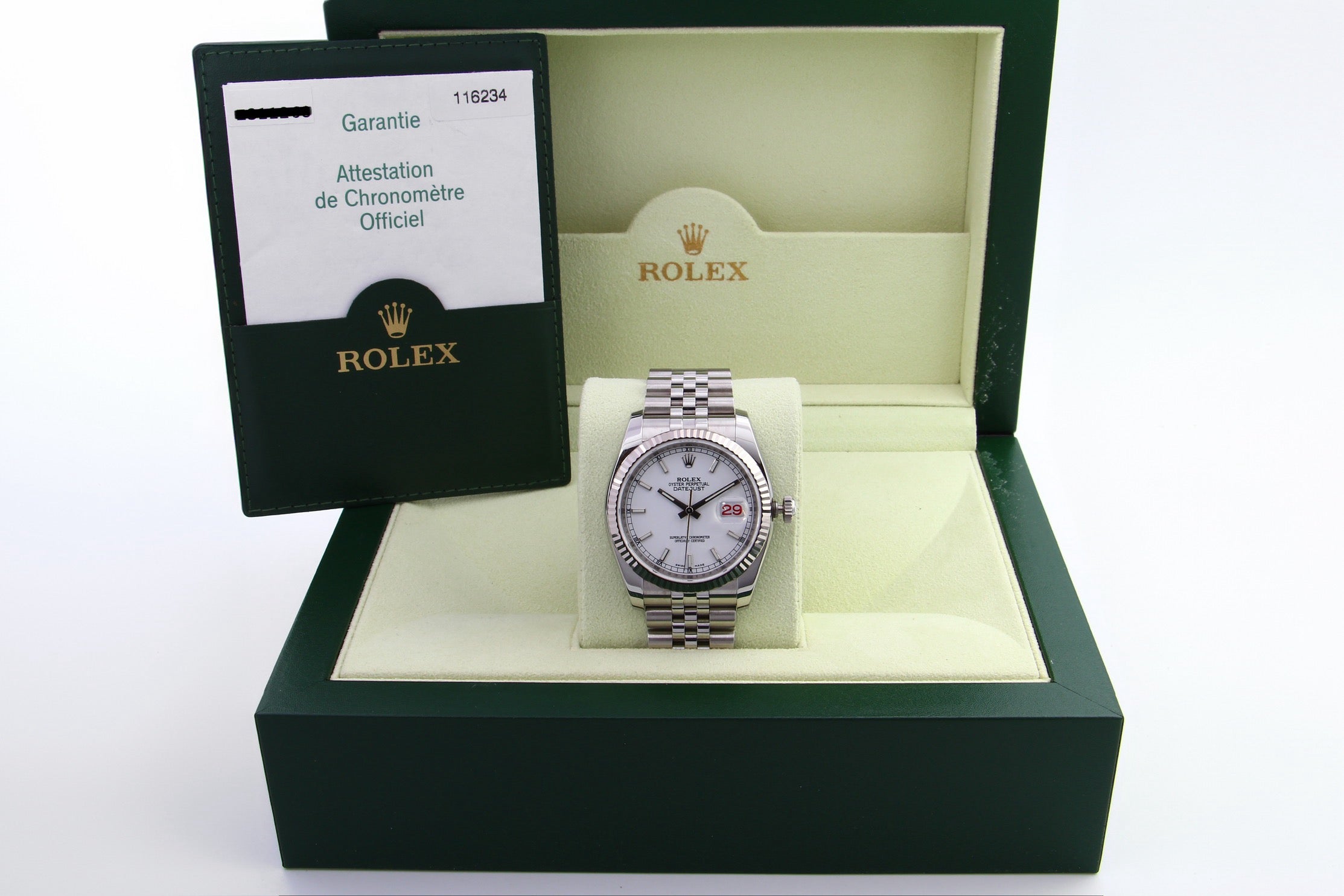 Rolex Datejust 116234 Cadran roulette blanc 36 mm de 2007