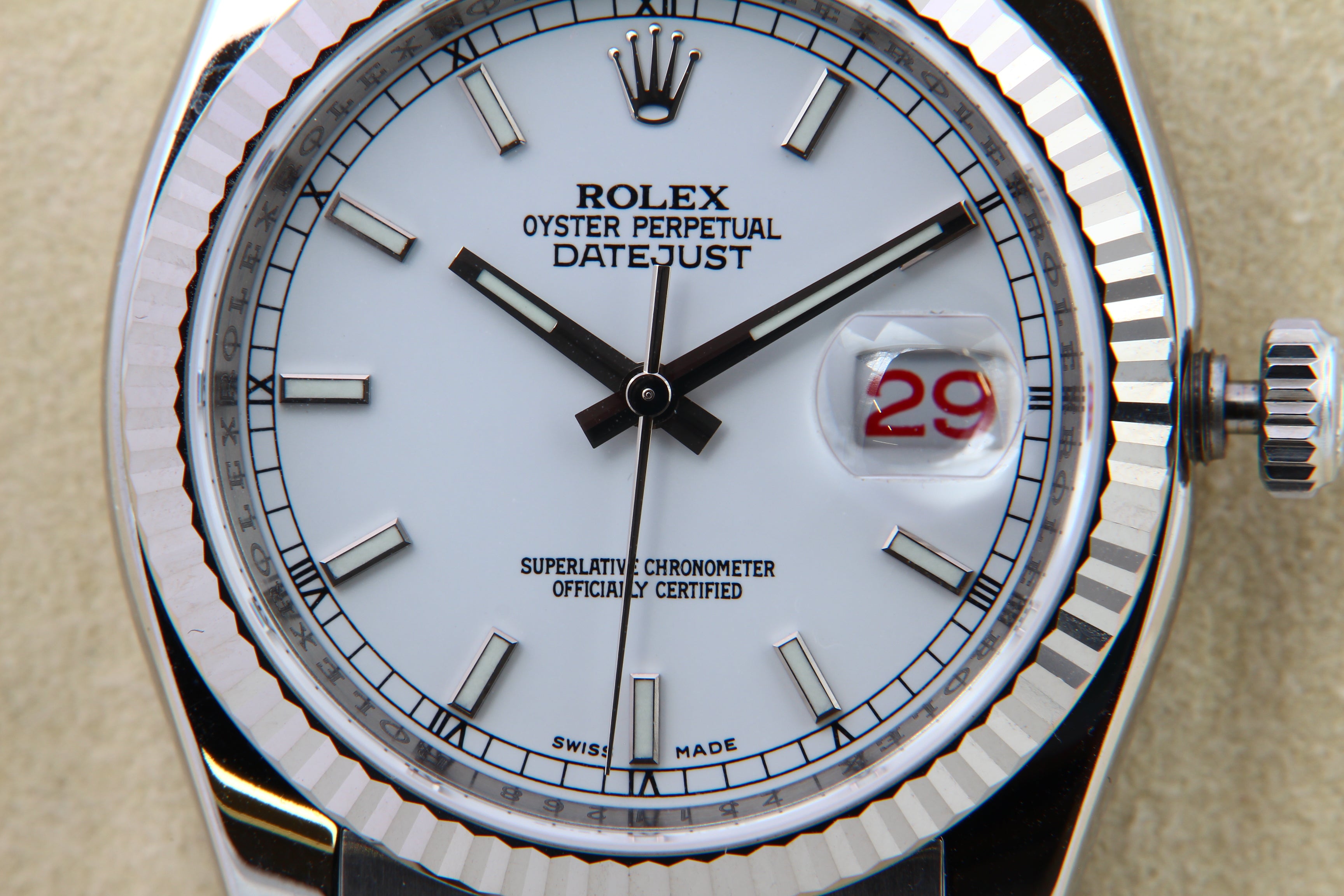 Rolex Datejust 116234 36mm quadrante bianco Roulette del 2007