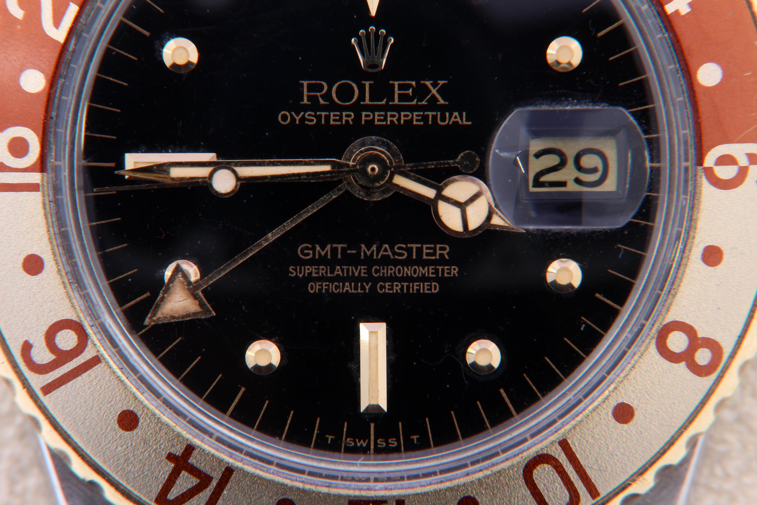 Cadran de mamelon Rolex GMT-Master 1675 Tiger Eye de 1979