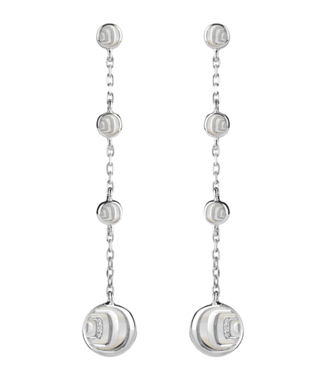 Boucles d'oreilles pendantes Damianissima en argent 925 avec nacre et diamants, Damiani