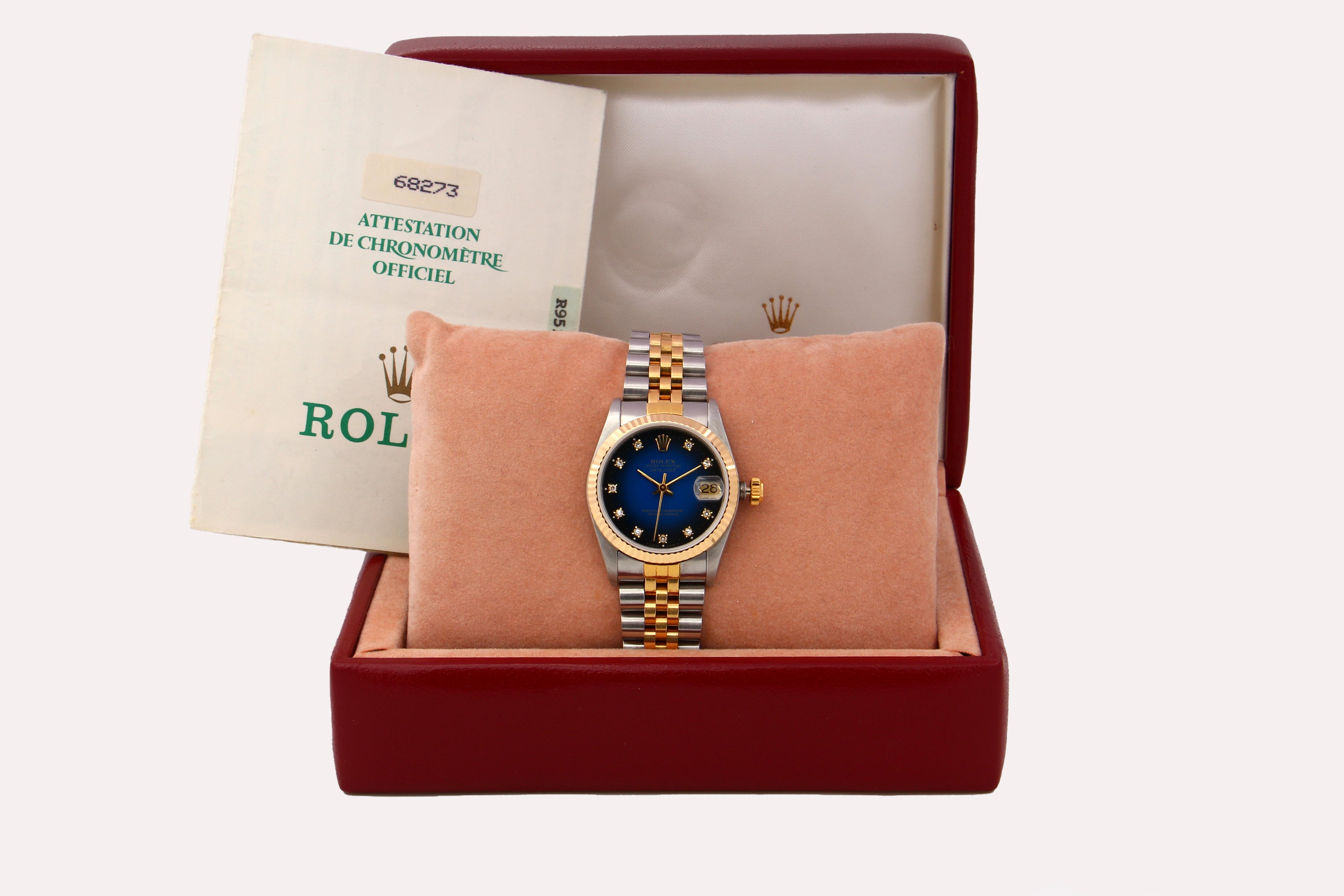 Rolex Datejust 68273 quadrante blu Vignette & diamanti del 1988