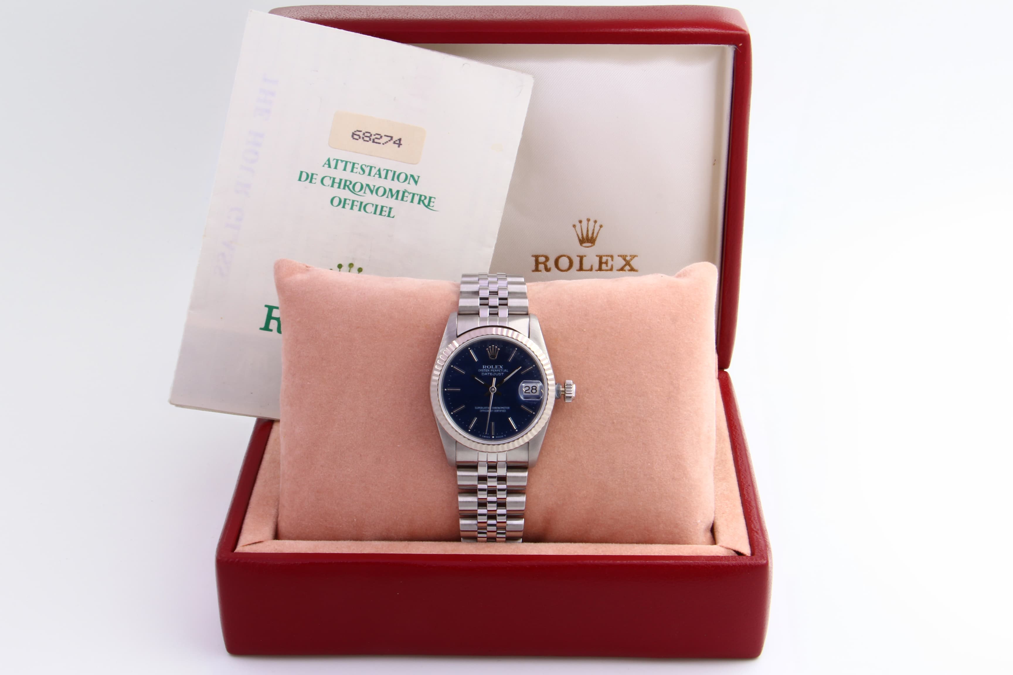 Rolex Datejust 68274 cadran bleu 31 mm de 1988