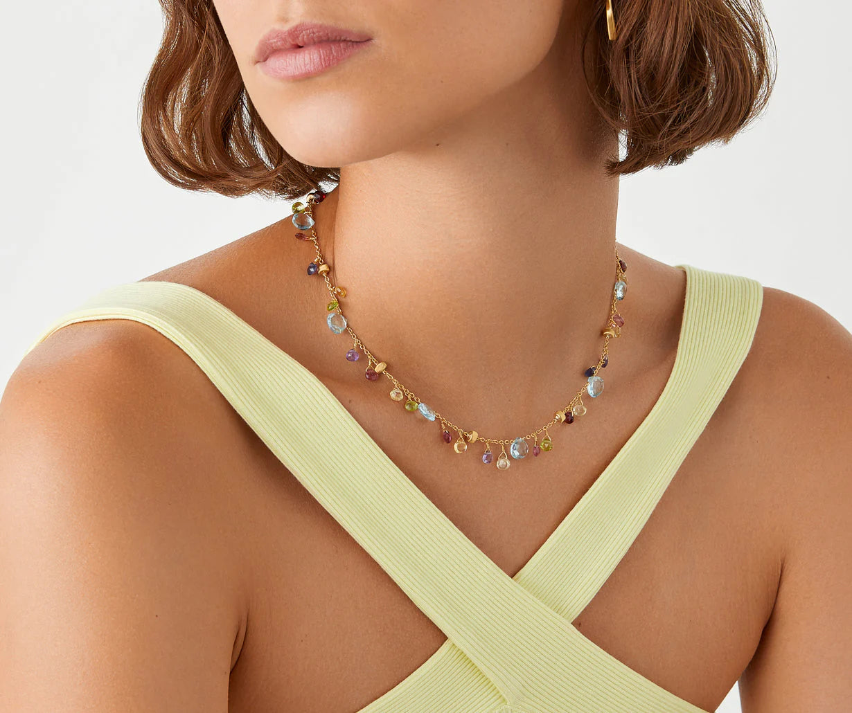 Collier con gemme multicolore e catena regolabile, Paradise, Marco Bicego