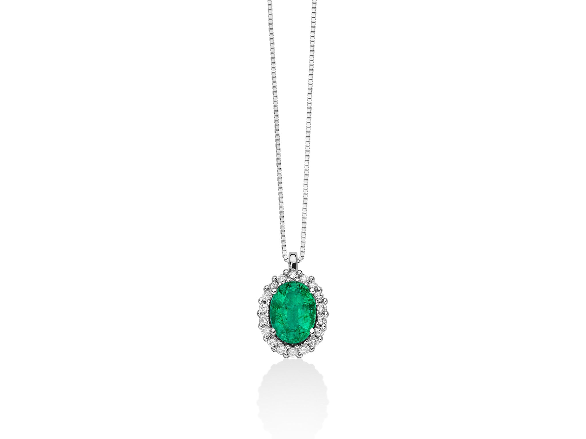 White gold, emerald and diamond necklace, Miluna