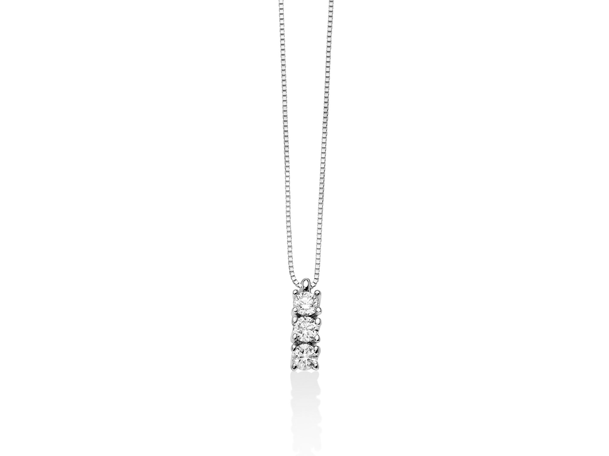 Triligy necklace in white gold and diamonds, Miluna