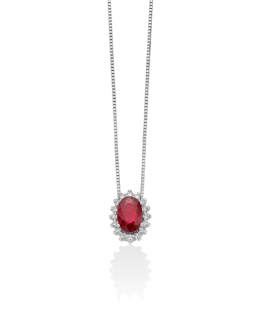 Collier or blanc, rubis et diamants, Miluna