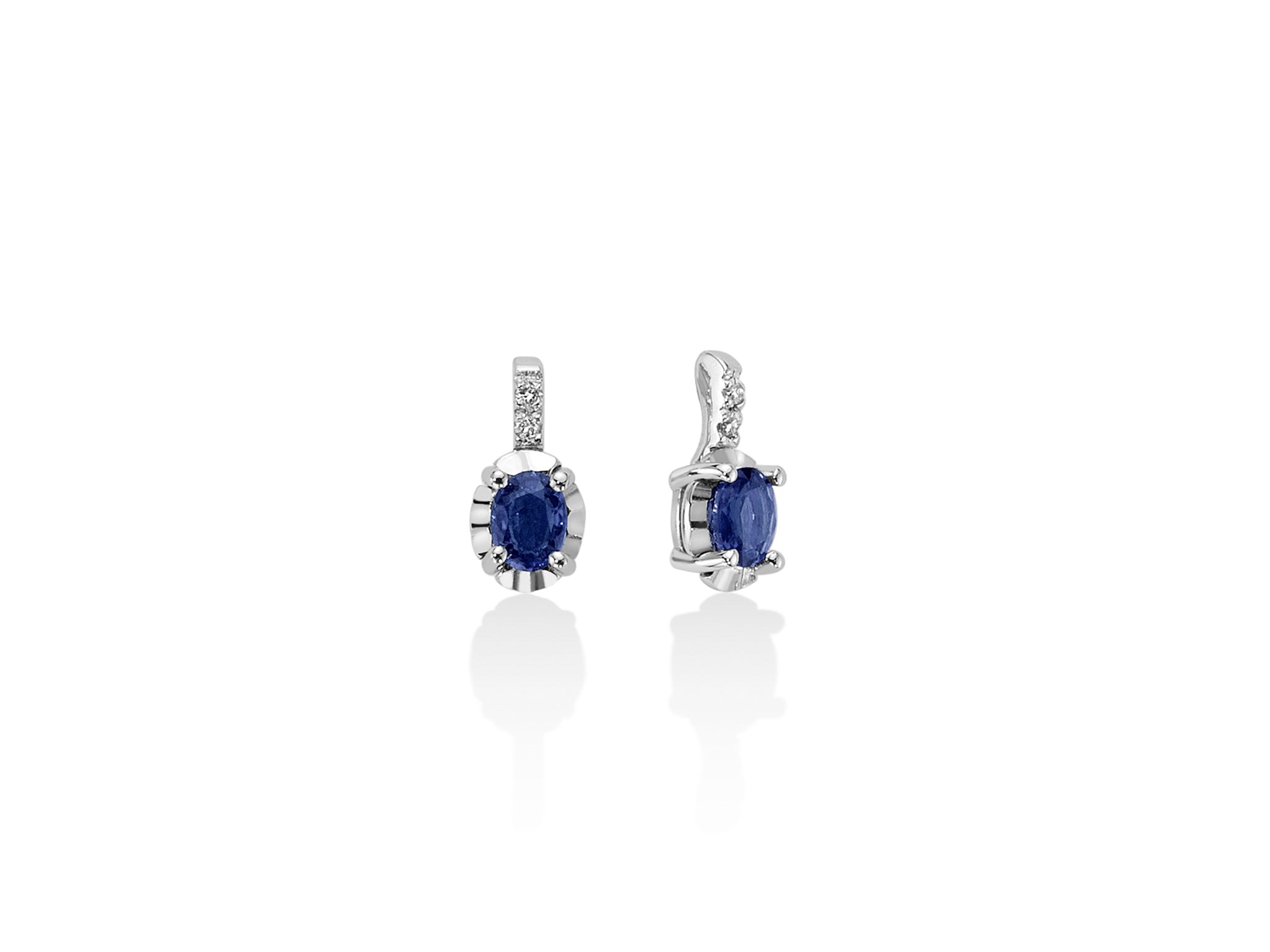 Boucles d'oreilles or blanc, saphirs et diamants, Miluna