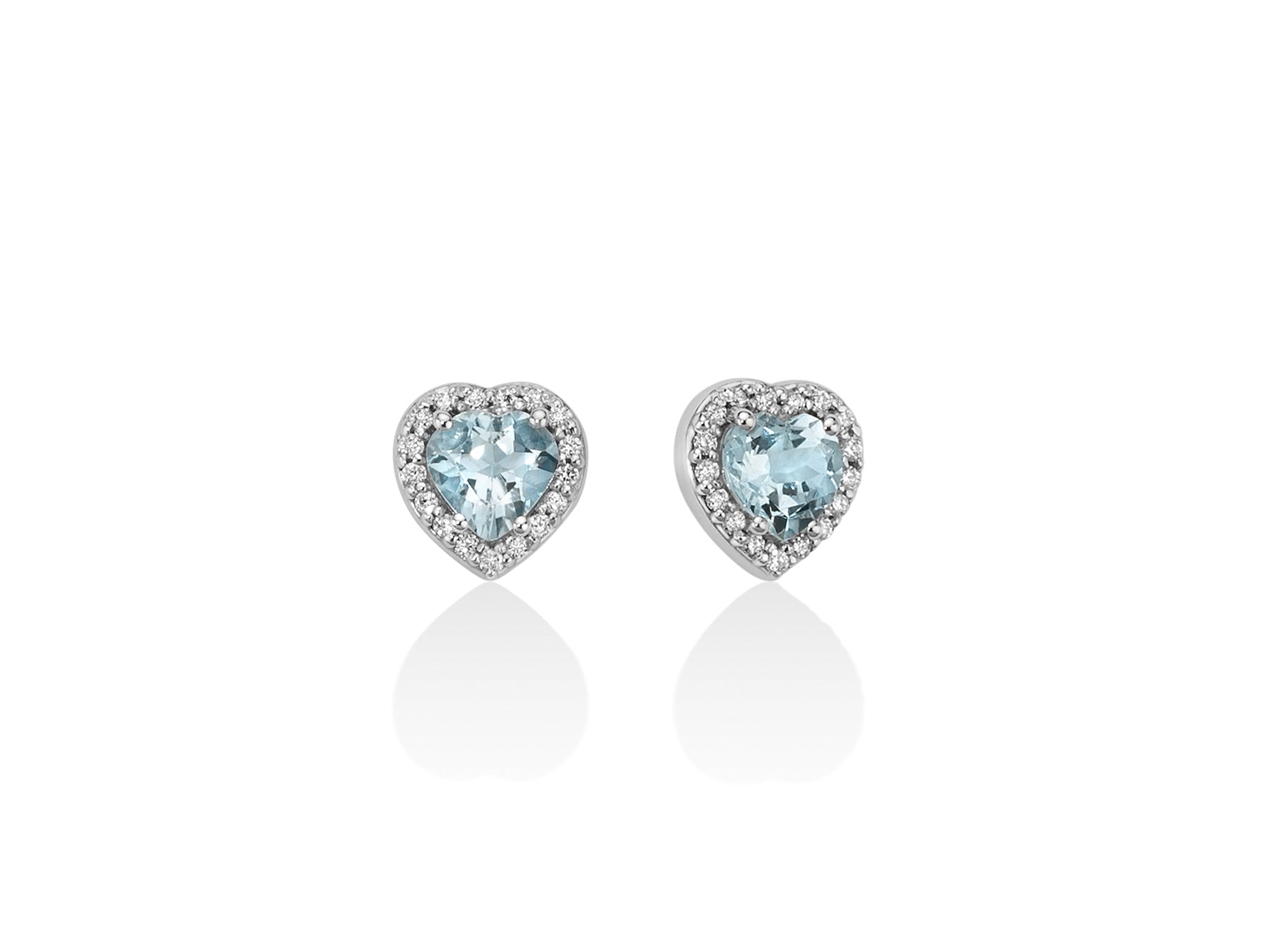 Boucles d'oreilles or blanc, aigue-marine et diamants, Miluna