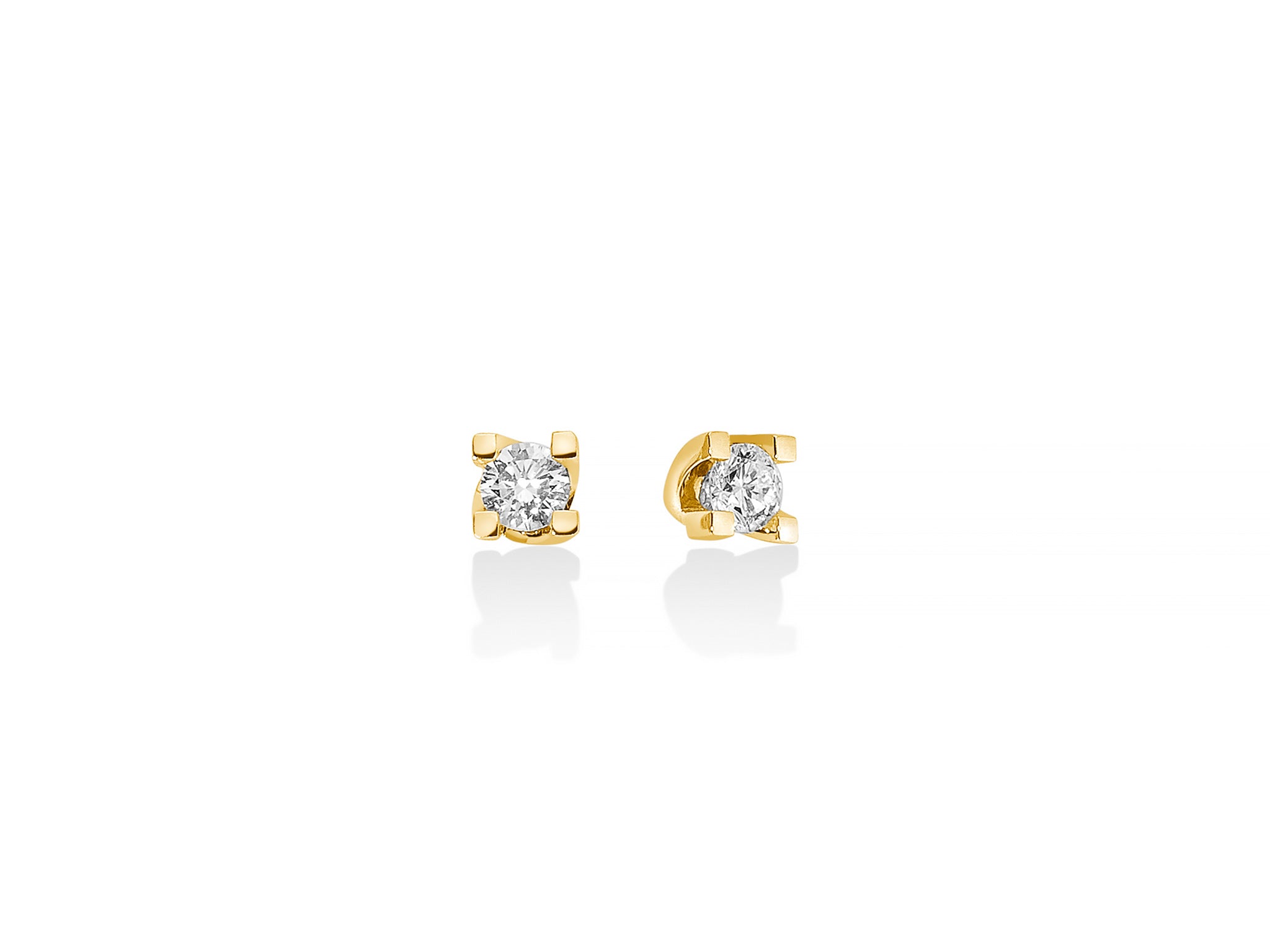 Boucles d'oreilles point lumineux en or jaune et diamants, Miluna