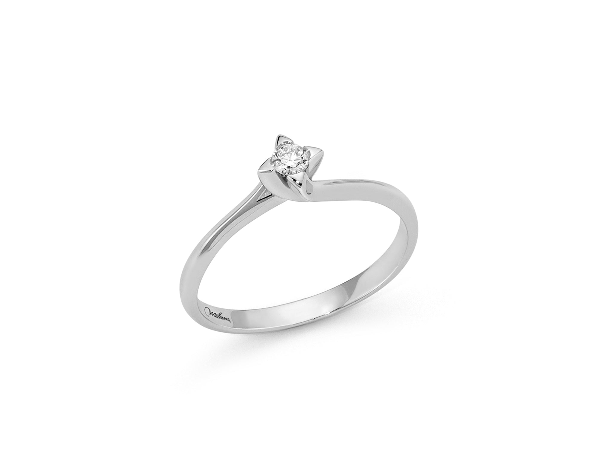 Solitaire ring in white gold and diamonds, Miluna