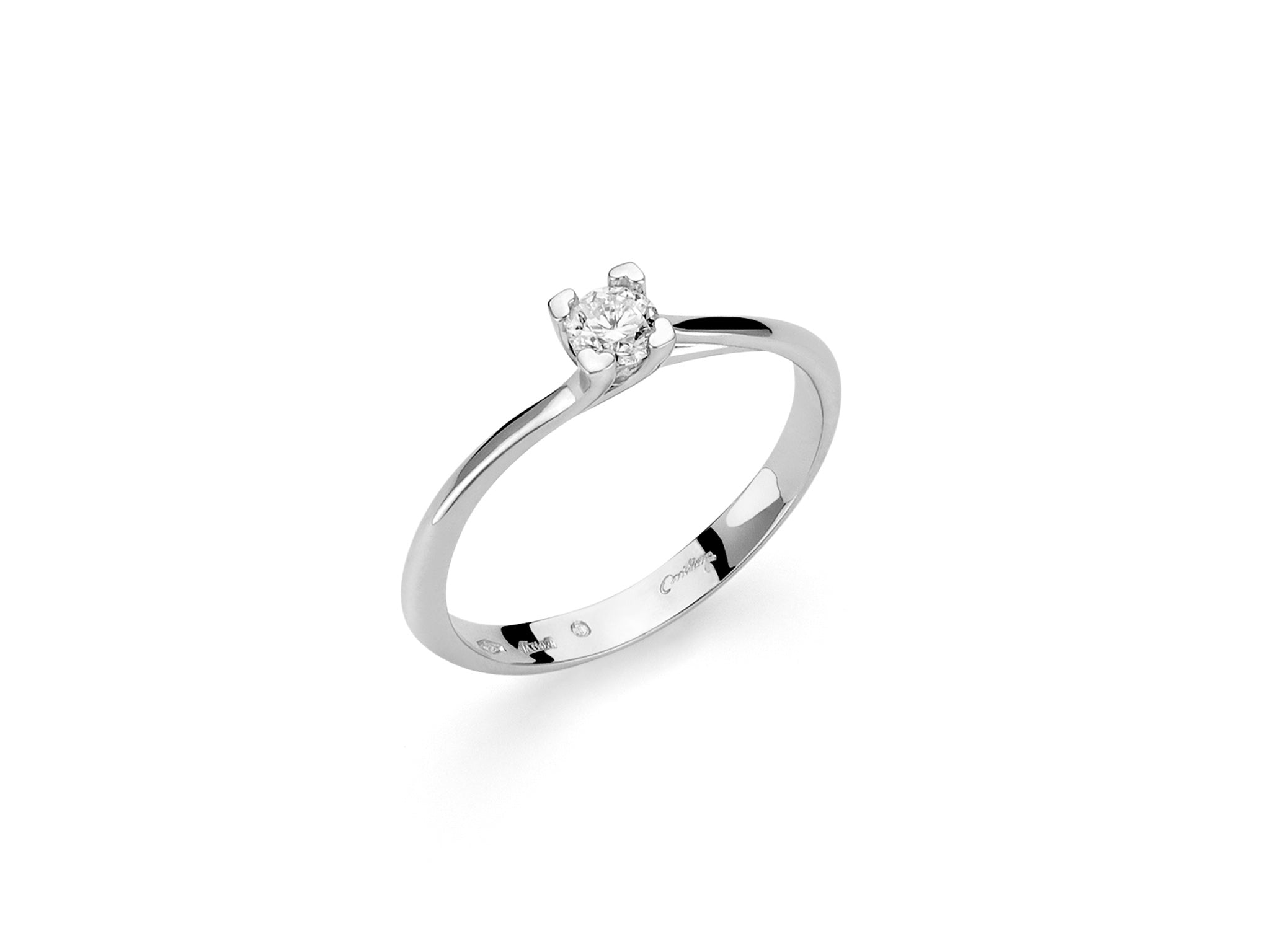 Solitaire ring in white gold and diamonds, Miluna