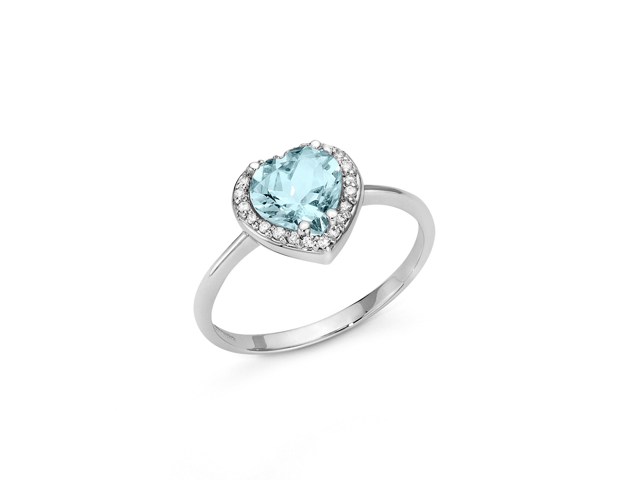 Bague or blanc, aigue-marine et diamants, Miluna