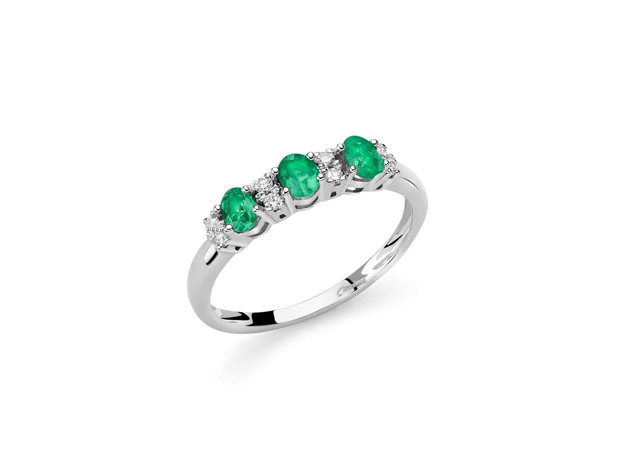 White gold ring, emeralds and diamonds, Miluna