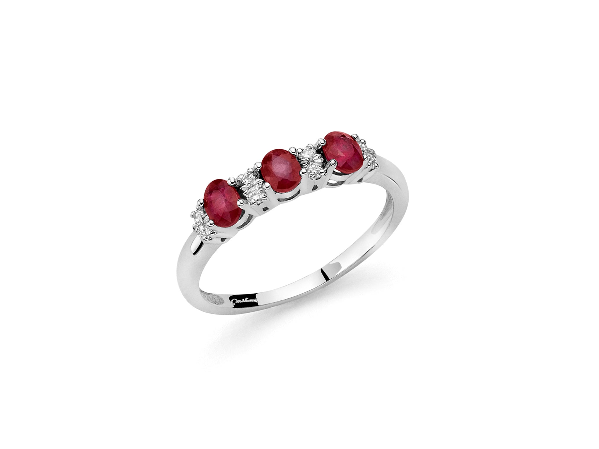 Bague en or blanc, rubis et diamants, Miluna