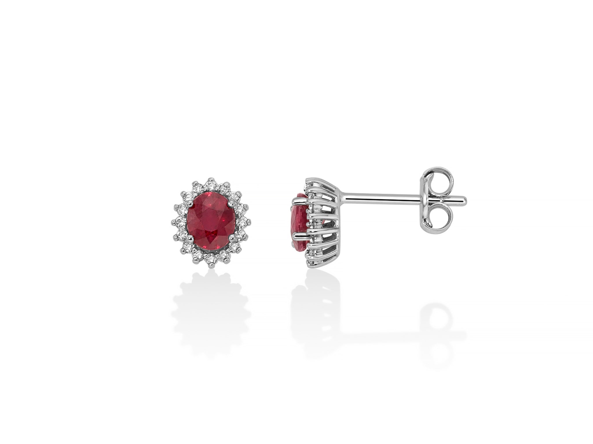 White gold, ruby ​​and diamond earrings, Miluna