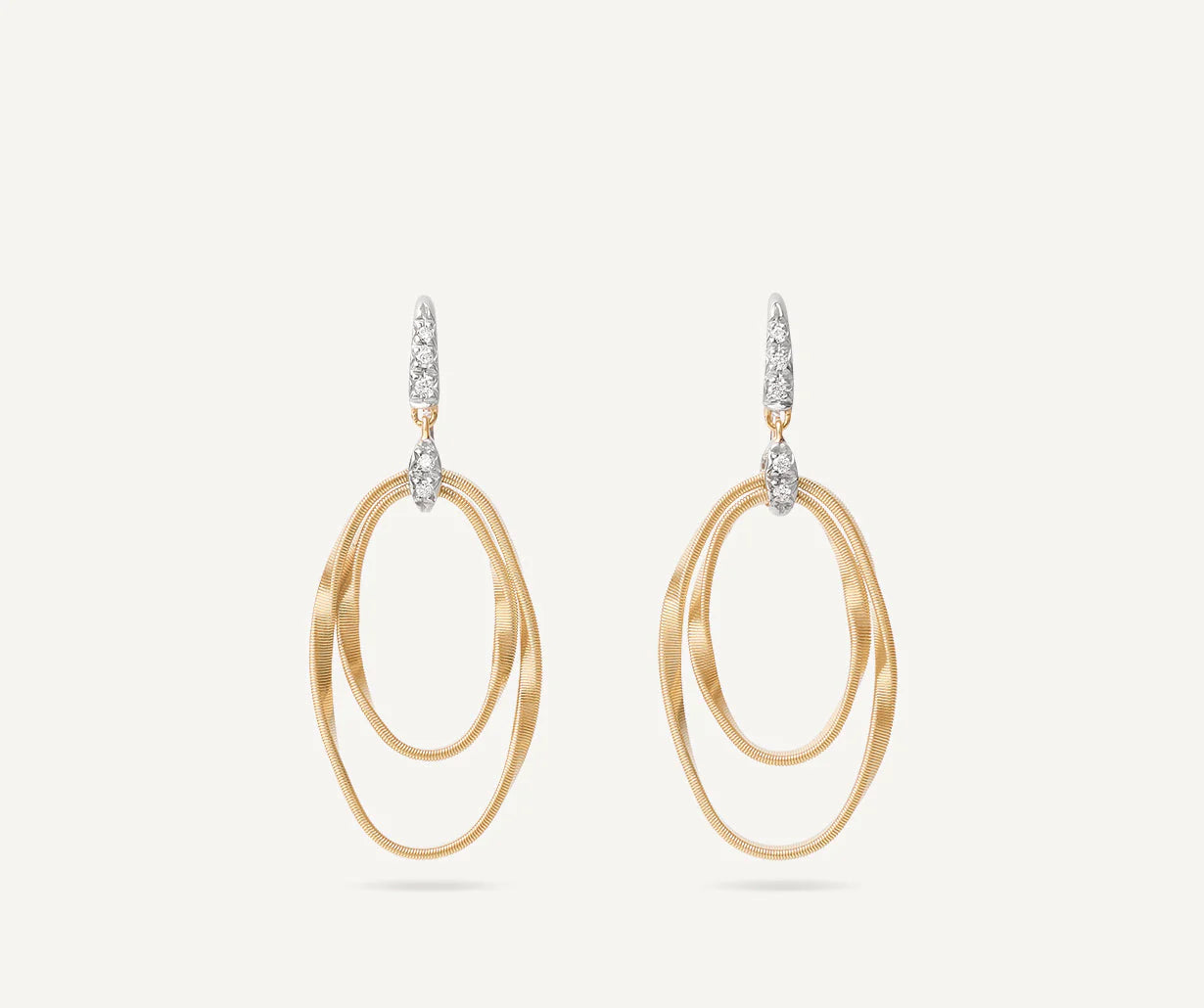 Chandelier earrings with concentric ovals and diamonds, Marrakech Onde, Marco Bicego