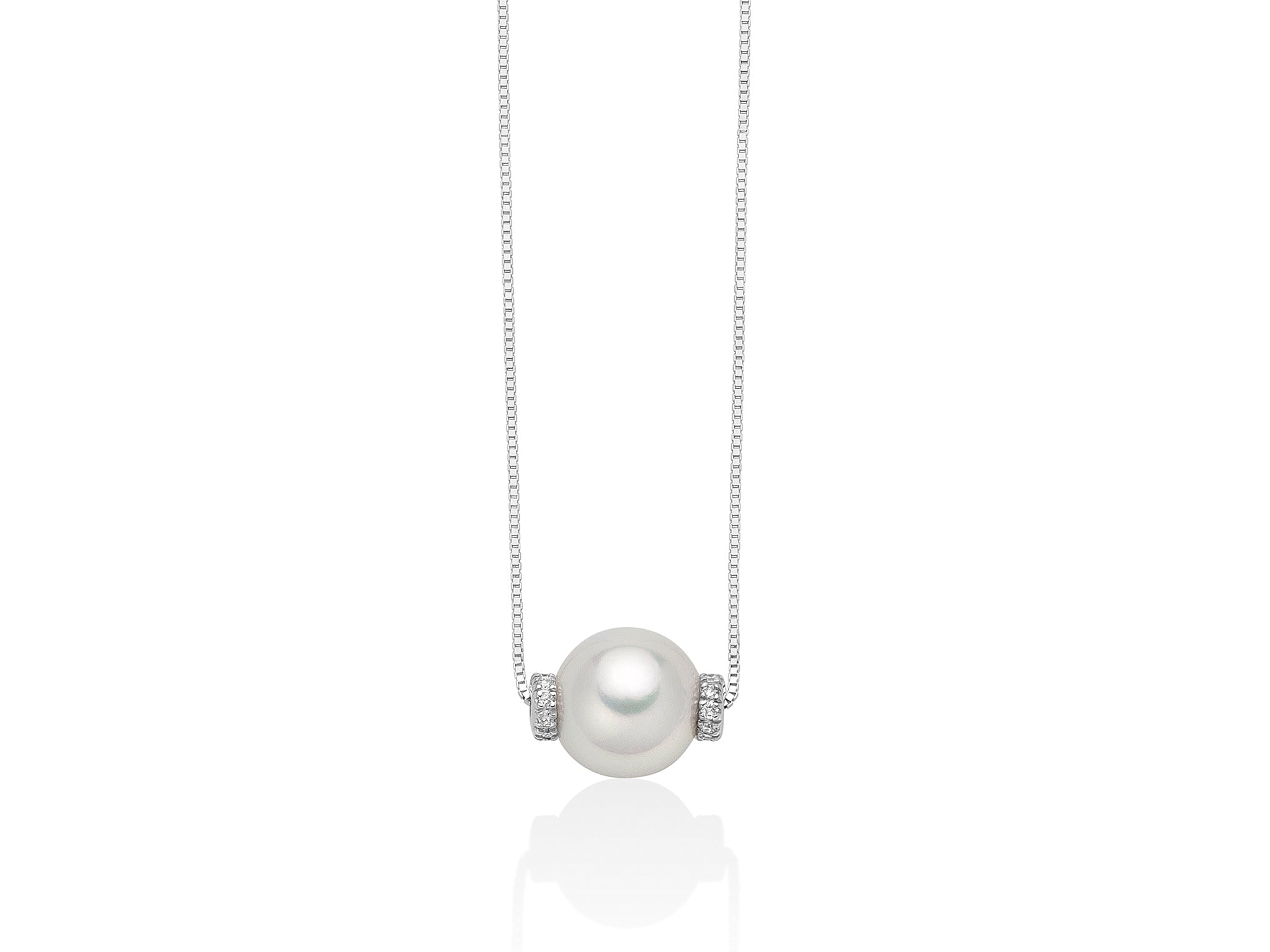 Collier en or blanc, perles et diamants, Miluna