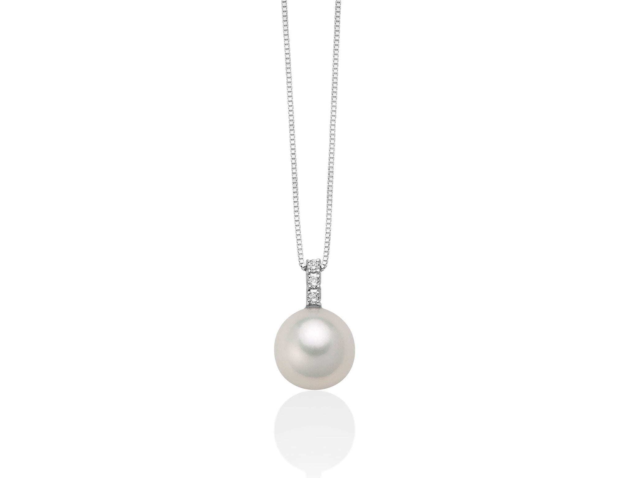 Collana oro bianco, perle e diamanti, Miluna