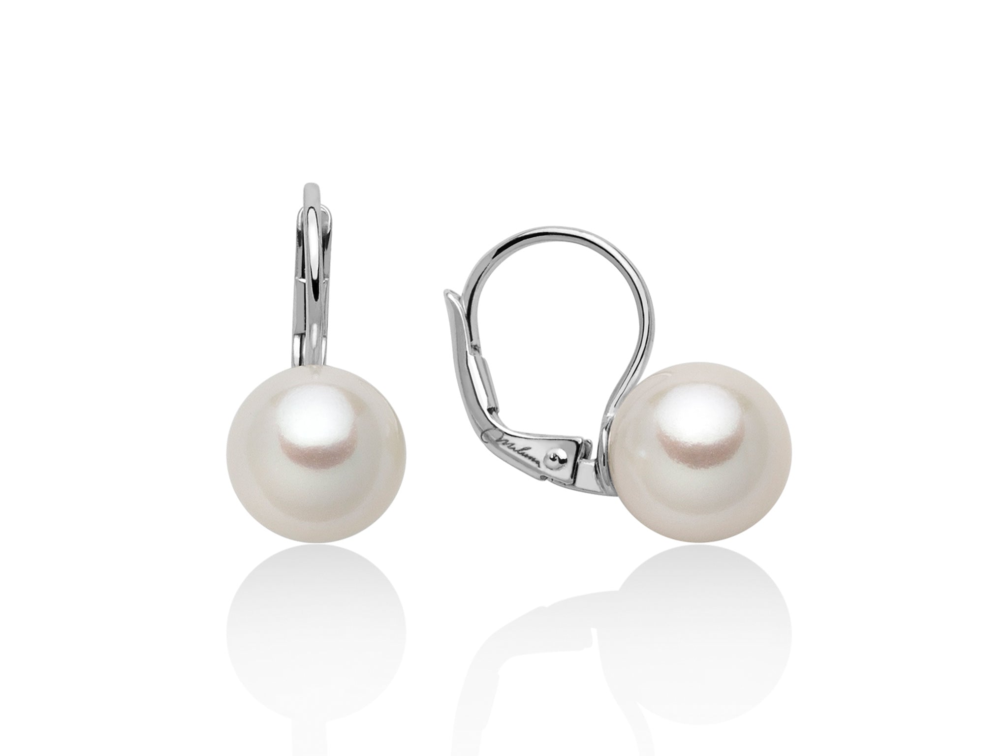 Boucles d'oreilles en or blanc et perles, Miluna