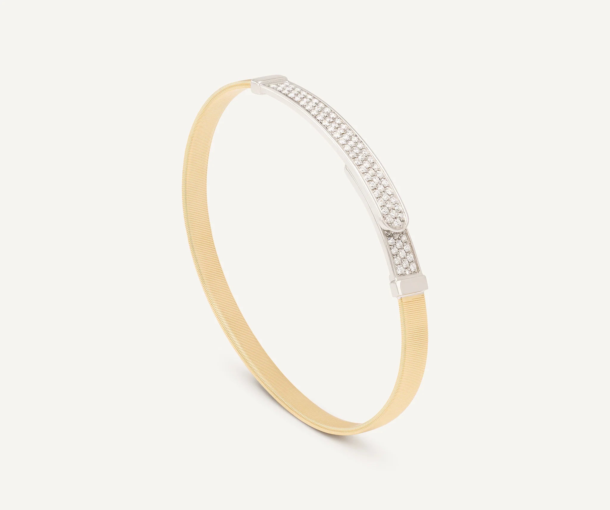 Bangle in oro bianco con pavé di diamanti, misura sottile, Masai, Marco Bicego