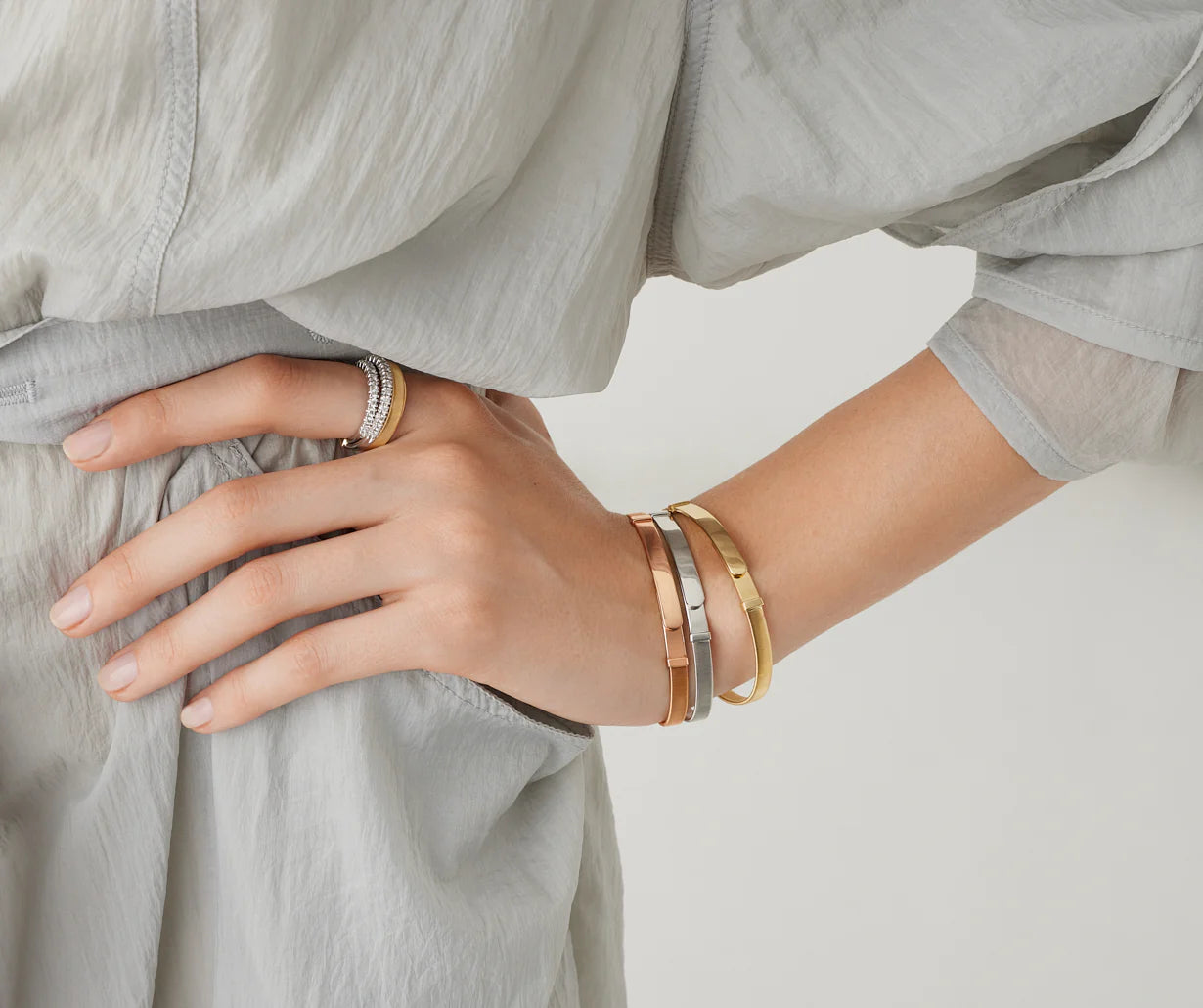 Bangle in oro bianco, misura sottile, Masai, Marco Bicego