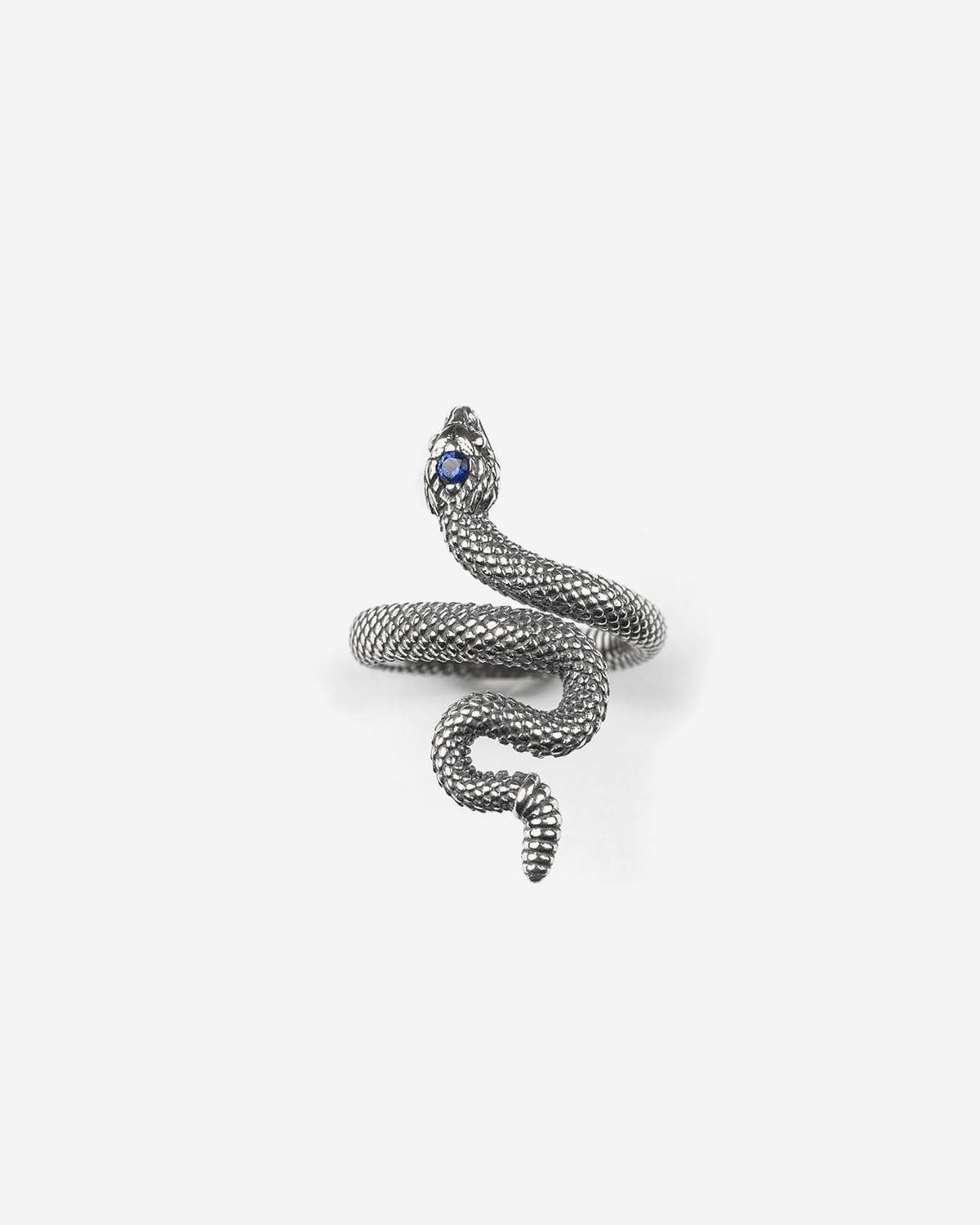 Anello in argento, serpente con pietra blu ,Nove25