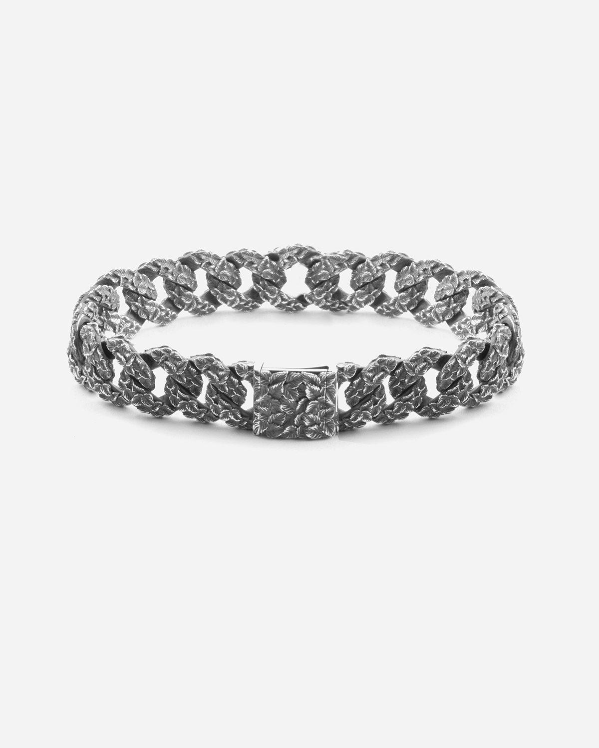 Silver bracelet, square curb with thread plate, Nove25