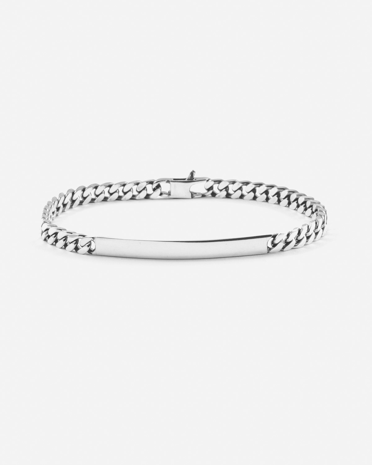 Bracciale in argento, grumetta quadrata con Targa filo ,Nove25