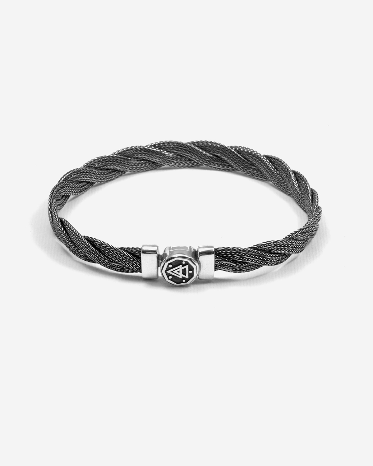 Bracciale in argento, treccia piatta, Nove25