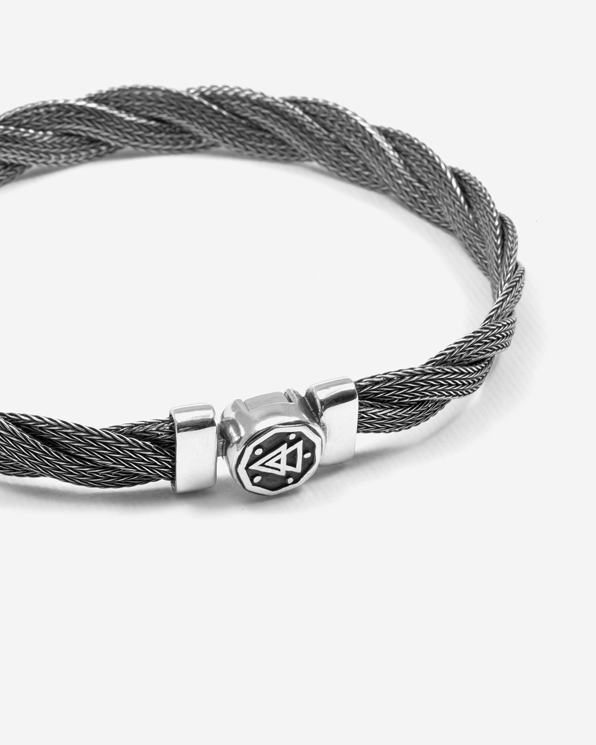 Bracciale in argento, treccia piatta, Nove25