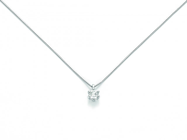 Collier point lumineux en or blanc et diamants, Miluna