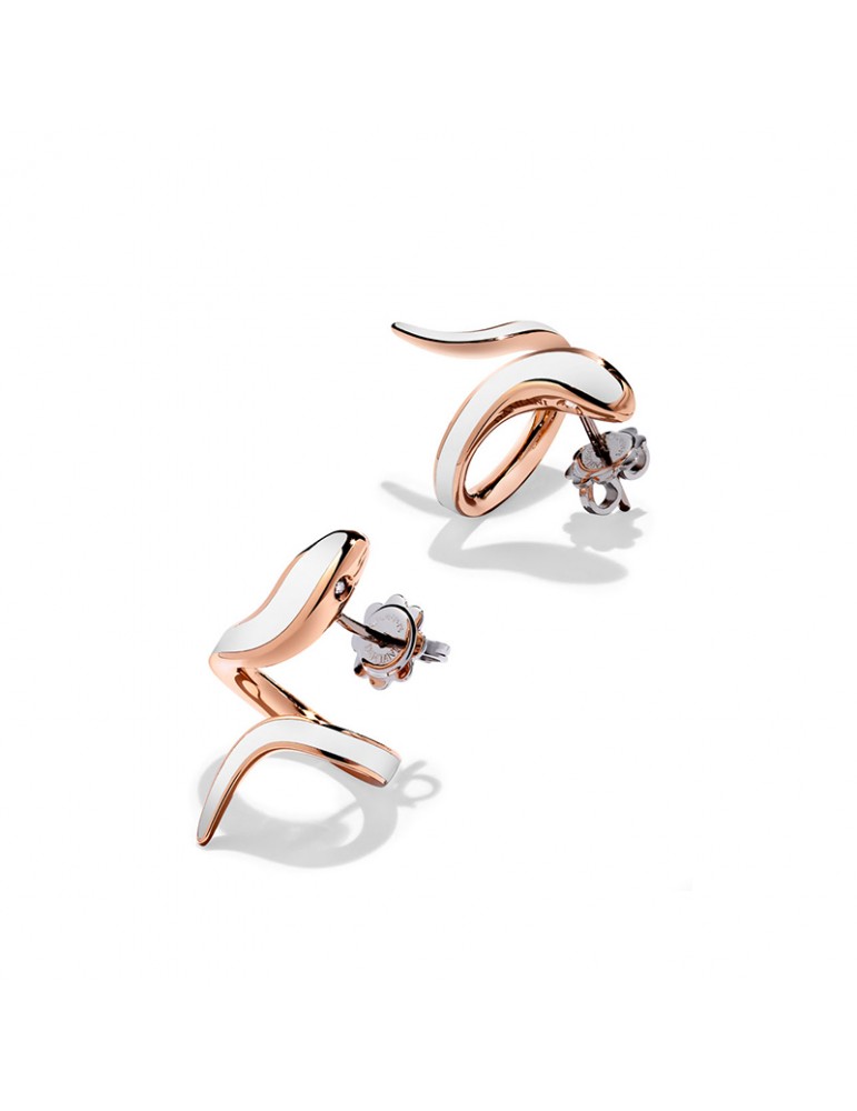 Boucles d'oreilles Eden en or rose et céramique blanche avec diamants, Damiani