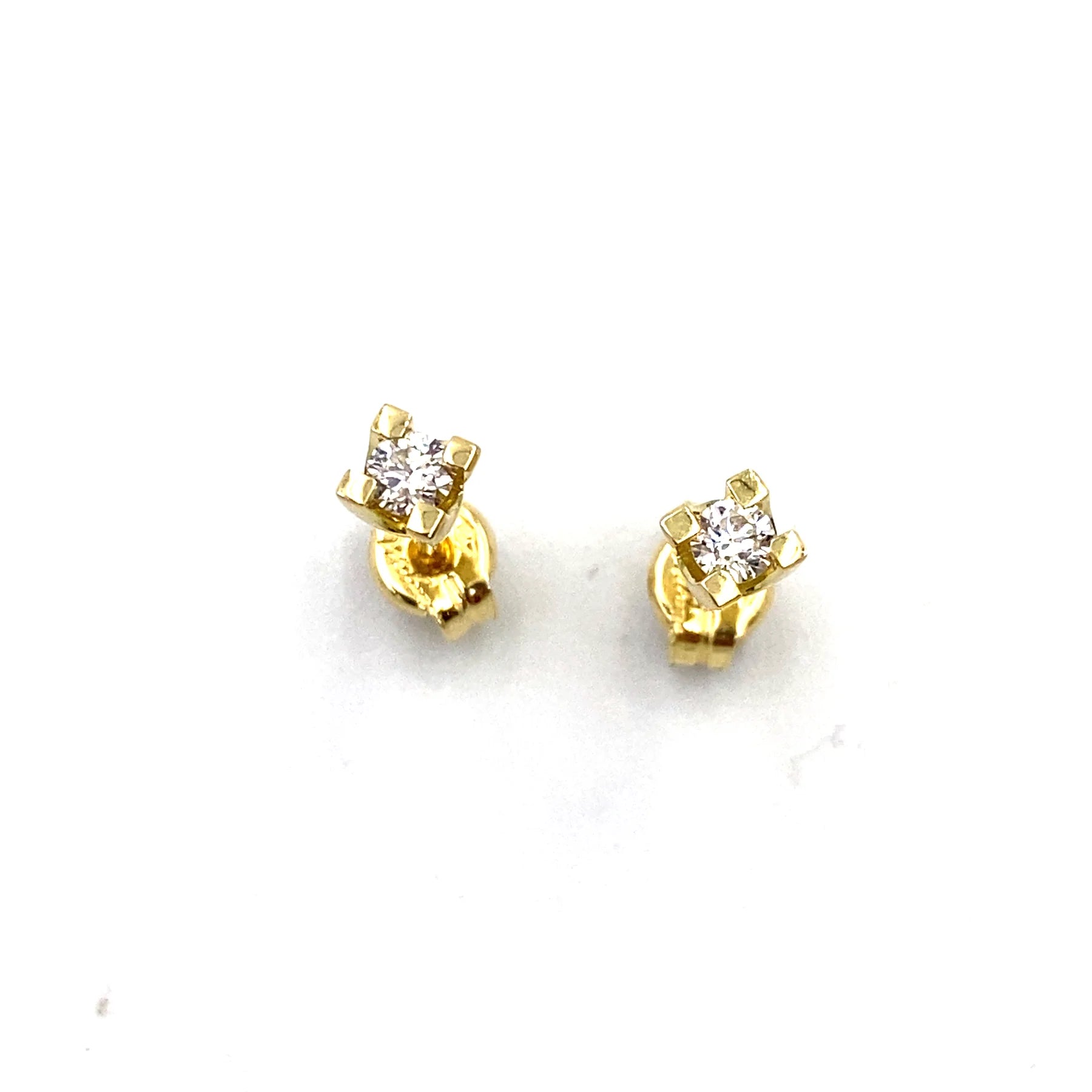 Boucles d'oreilles point lumineux en or jaune et diamants, Miluna