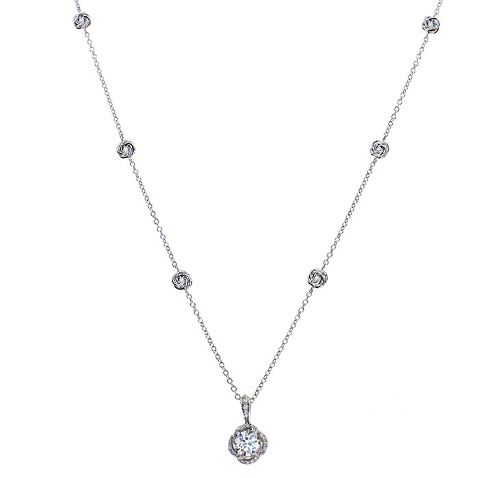 Collana oro bianco e diamanti Bocciolo Full Pavé, Damiani