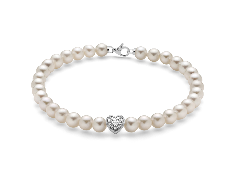 Bracciale oro bianco, diamanti e perle, Miluna (Copia)