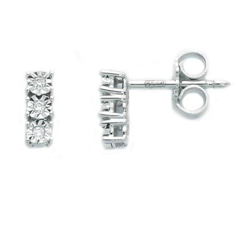 Boucles d'oreilles trilogie en or blanc et diamants, Miluna