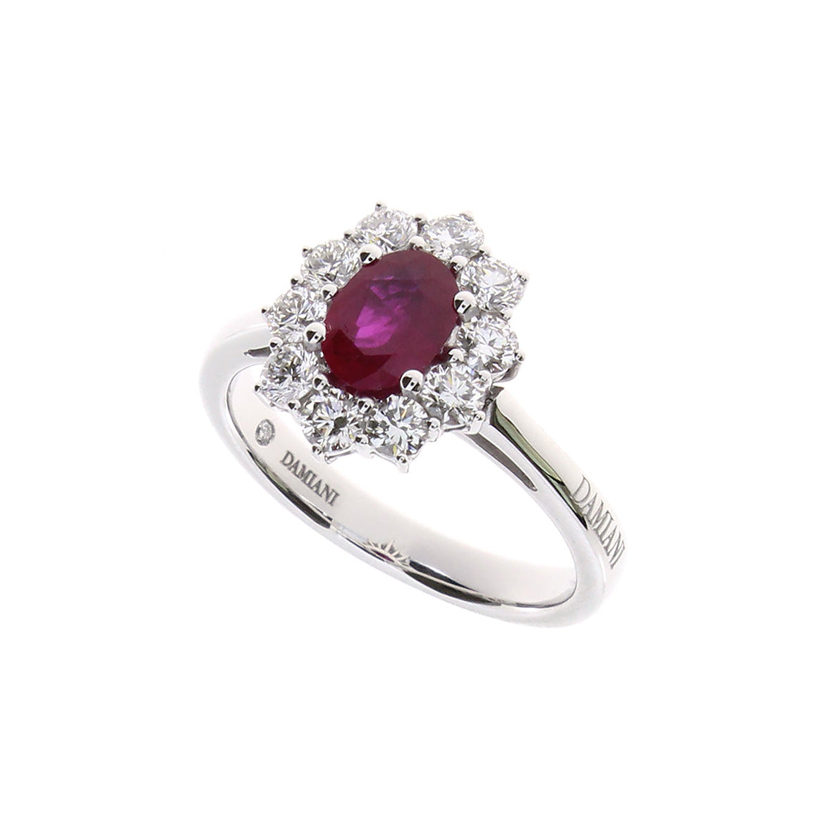 Bague or blanc et rubis avec diamants, Damiani