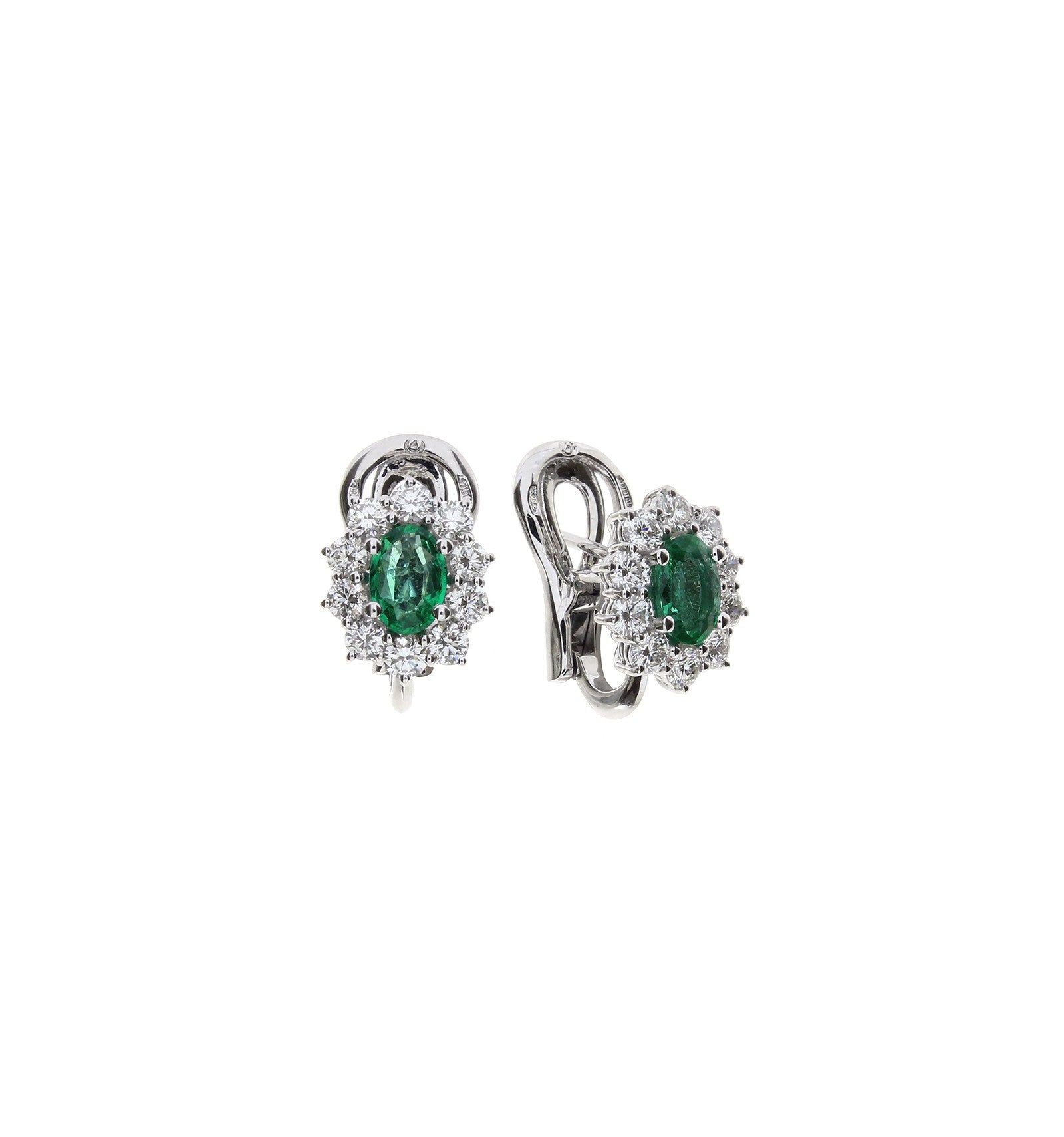 White gold earrings with emeralds and diamonds Special Classic, Damiani