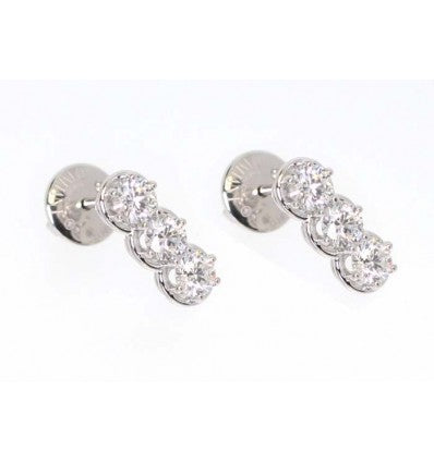 Boucles d'oreilles trilogie Minou en or blanc et diamants, Damiani